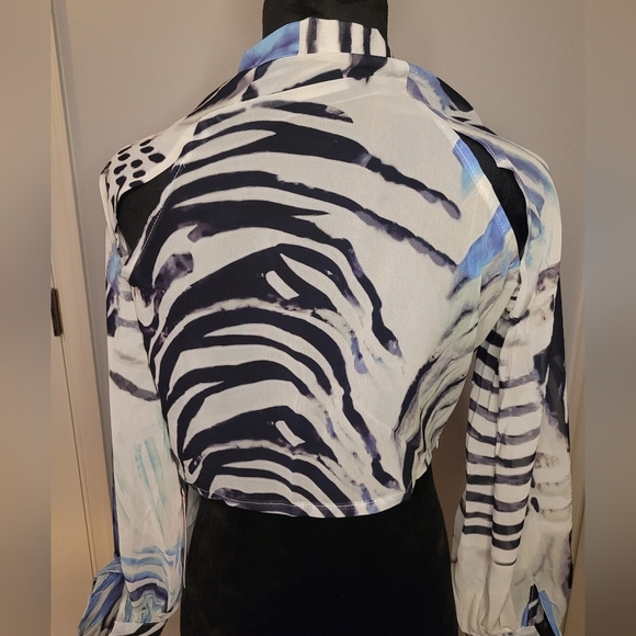 MICAS Aqua Zebra Print Women's Top. SZ M NWT - Picture 7 of 9